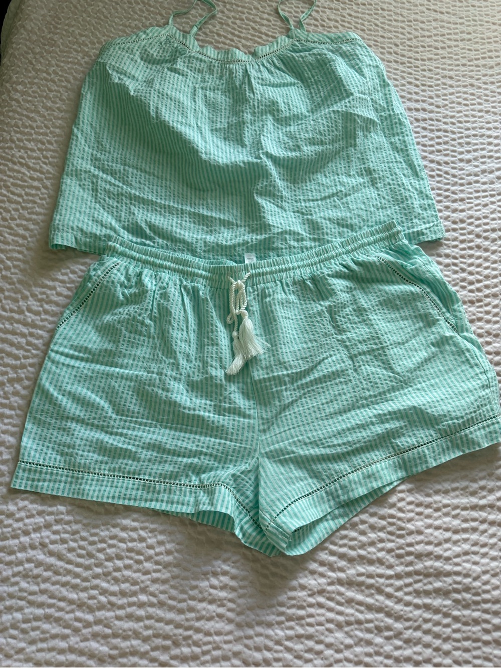 (NWOT) Mint Green Seersucker Camisole & Shorts Set